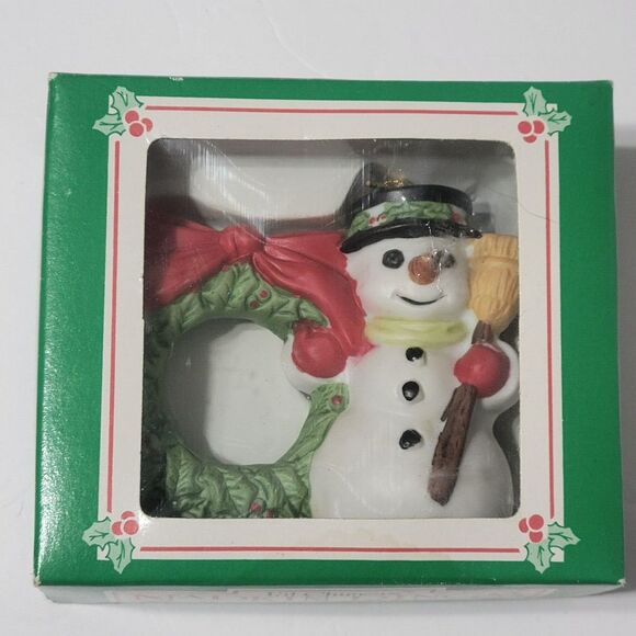 Jasco Lil Chimers Christmas Porcelain Napkin Rings Set of 4 Angel Snowman Santa - Picture 4 of 13